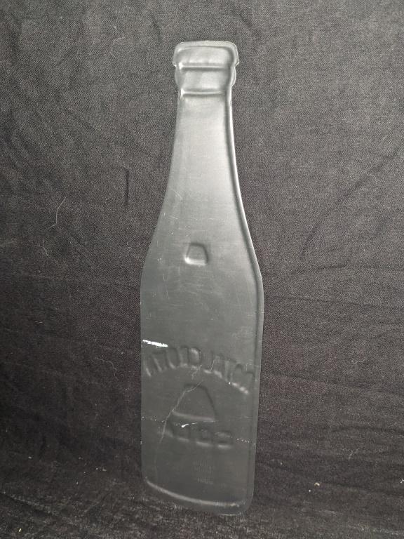 NOS EMBOSSED TIN DIE CUT BOTTLE SIGN RC COLA