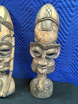 African Art; 23" T x 7" W Hand Carved Wood wall deco/art
