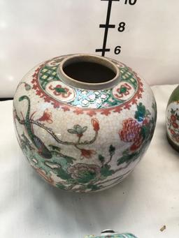 Oriental vases, egg and storage container