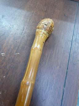 36"  Vintage / collectable, Custom bamboo cane with hand carved fish deco