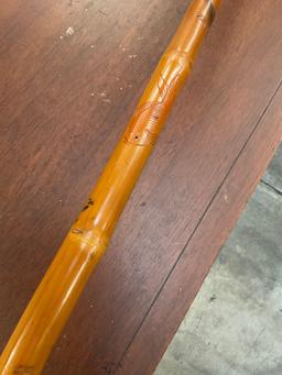 36"  Vintage / collectable, Custom bamboo cane with hand carved fish deco