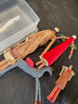 Vintage dolls and horse with The Container Store plastic storage unit