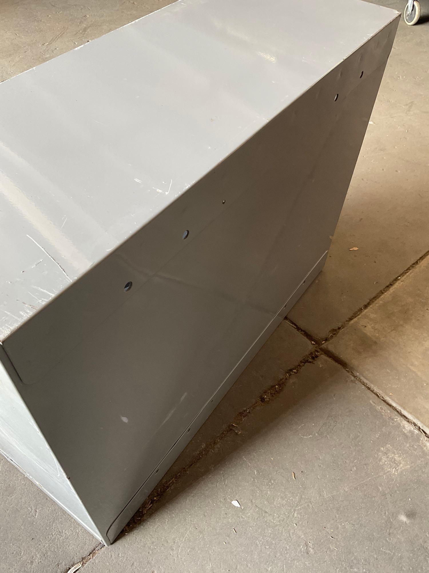 Uline two door, two shelf storage metal cabinet. 27" x 36" x14"