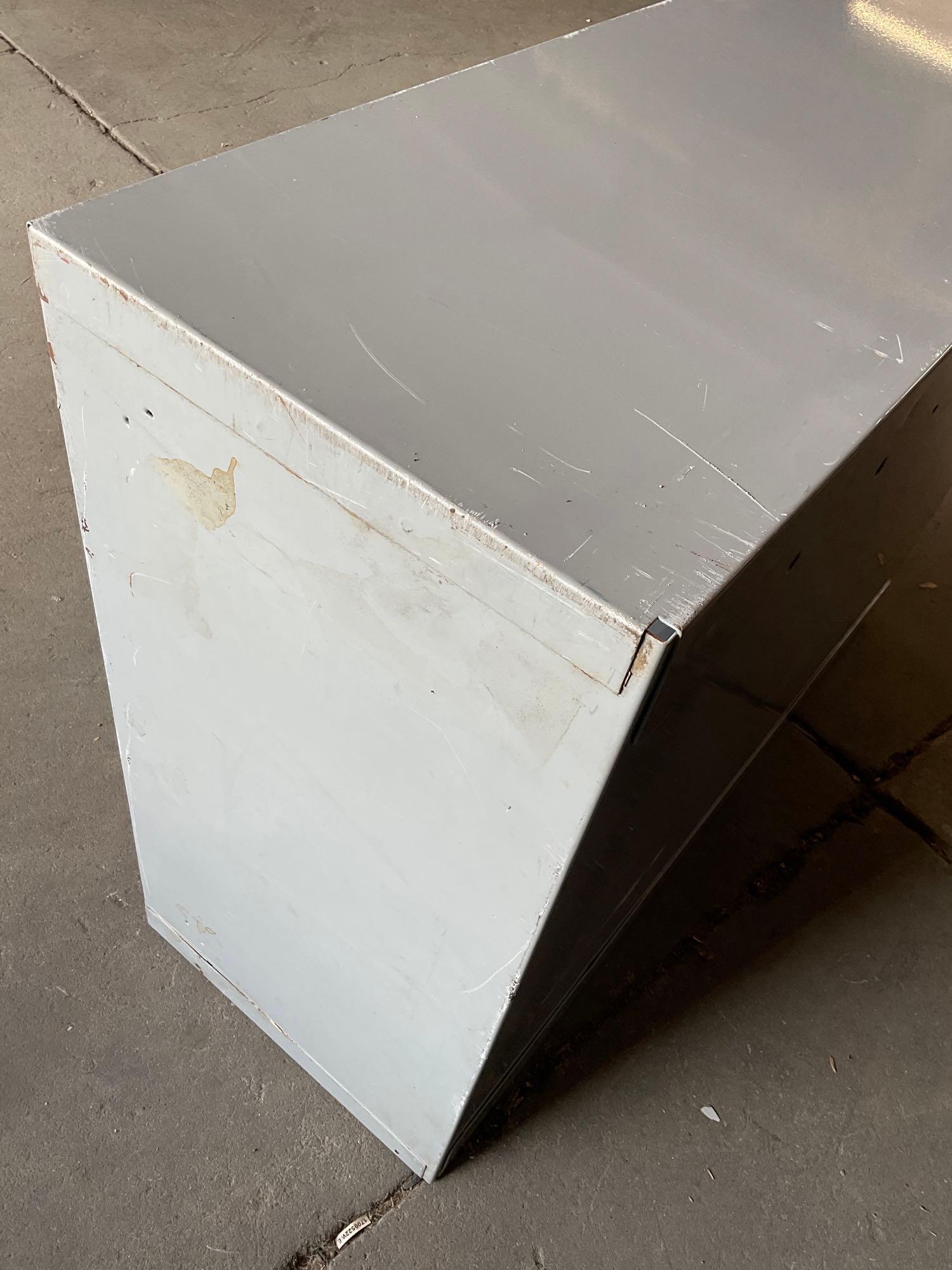 Uline two door, two shelf storage metal cabinet. 27" x 36" x14"