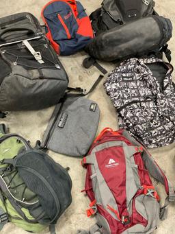 Assorted backpacks / bags. 8 pieces
