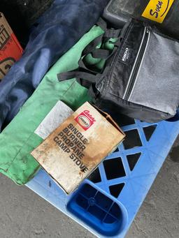 Camping items. Oven, stove, igloo container, chairs, etc. 8 pieces