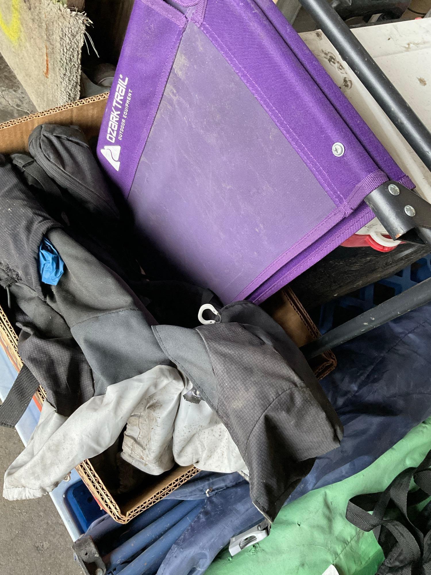 Camping items. Oven, stove, igloo container, chairs, etc. 8 pieces