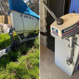 1982 Hutchins 16' Compac sailboat with Magic Tilt trailer & Evinrude motor ( runs)