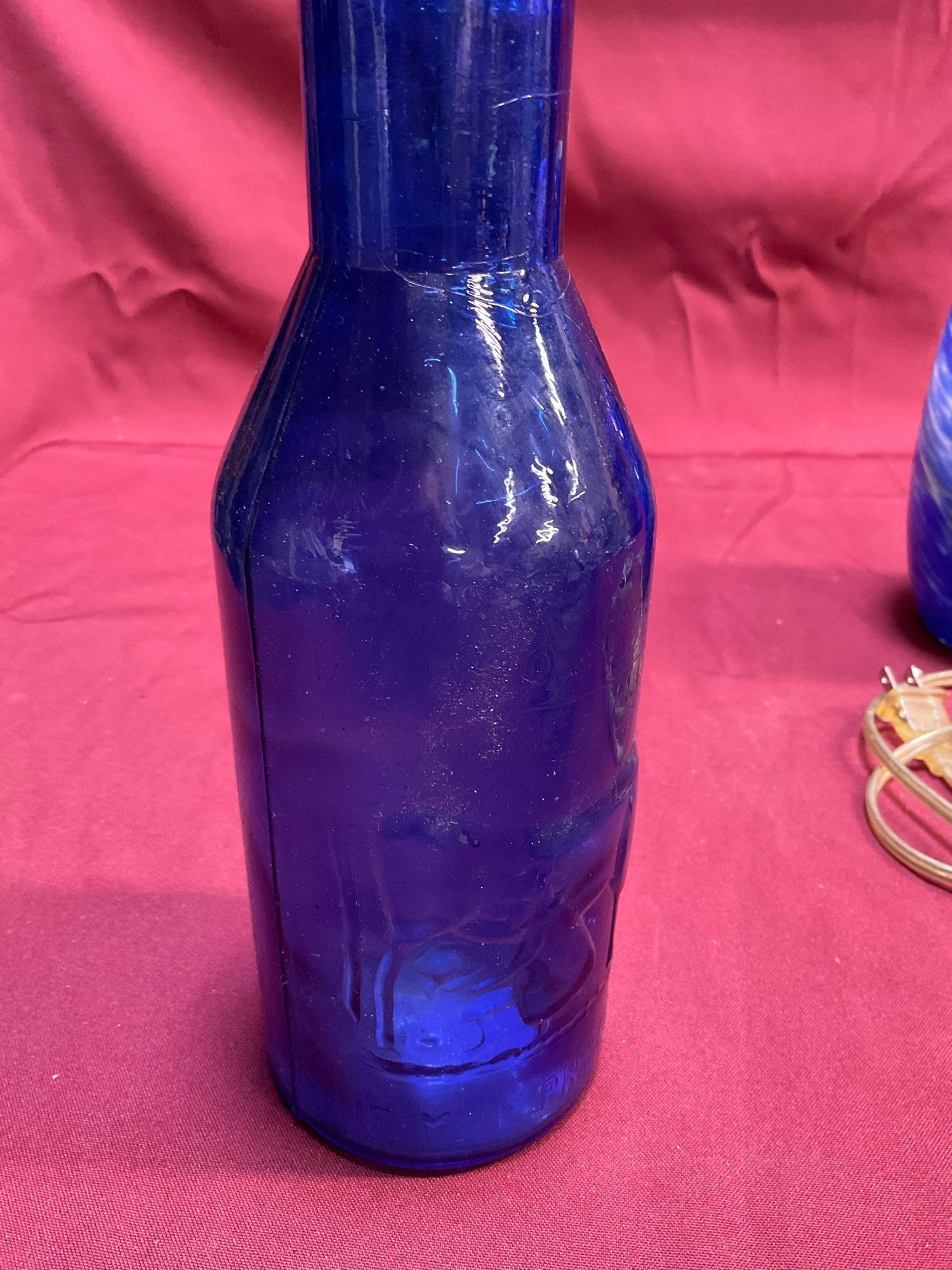 Glass items. HD vase, purse deco, The Milk Protector bottle, lamp. 4 pieces