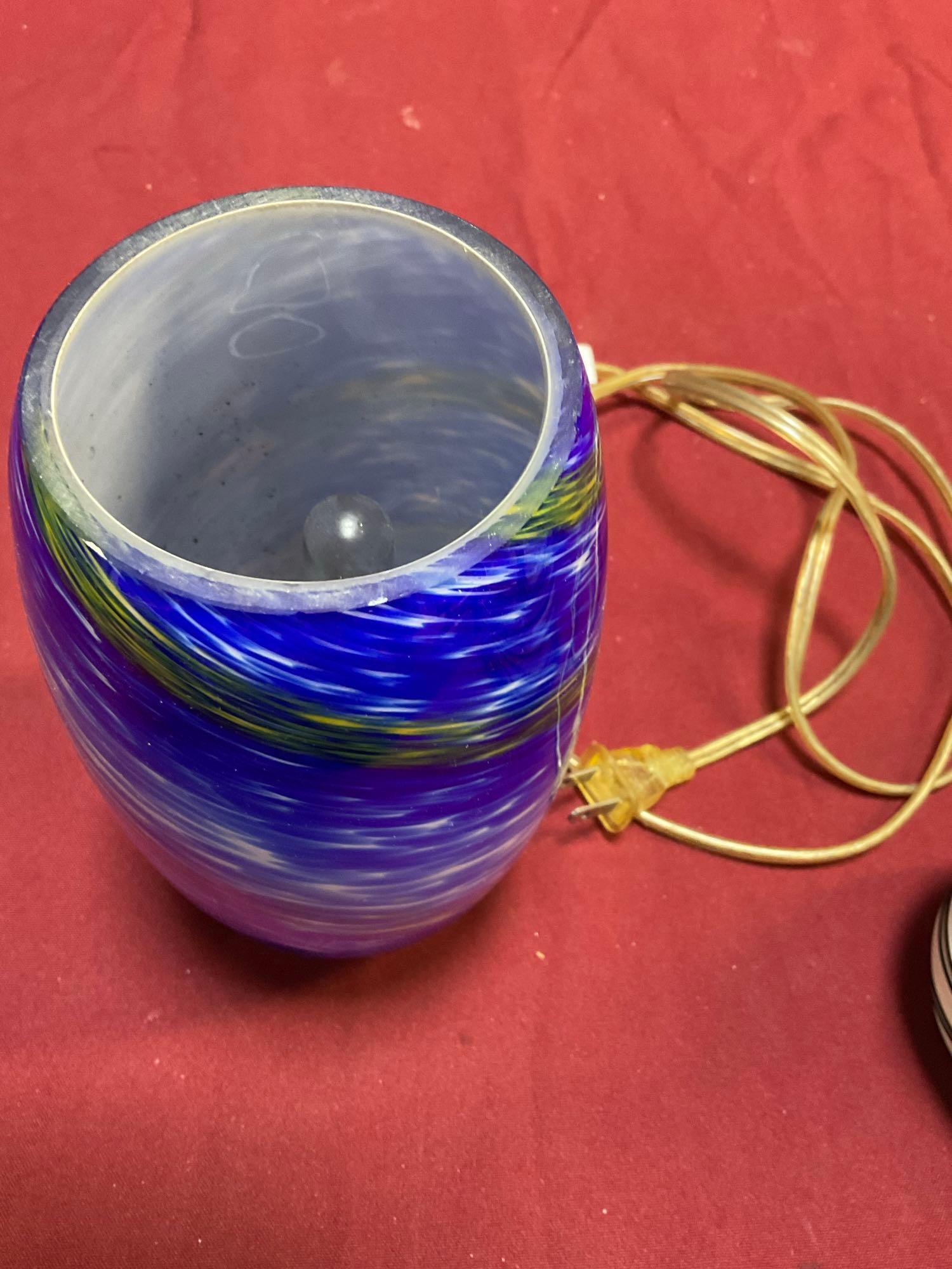 Glass items. HD vase, purse deco, The Milk Protector bottle, lamp. 4 pieces