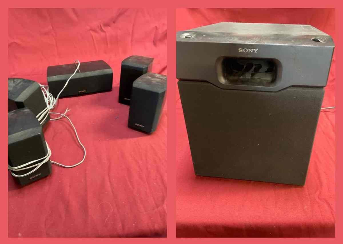 Sony subwoofer turned on & 4) Sony MSP2 speakers 1) SS-CNP2 speaker
