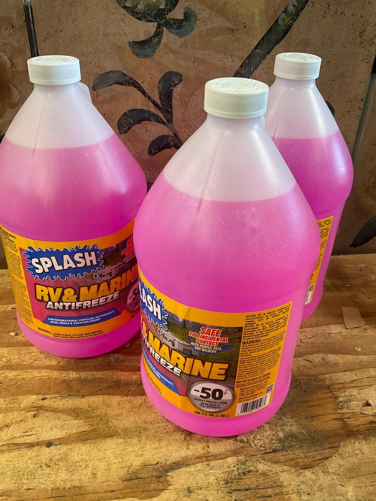 New Splash RV/marine, 3 bottles, 1 gallon each antifreeze