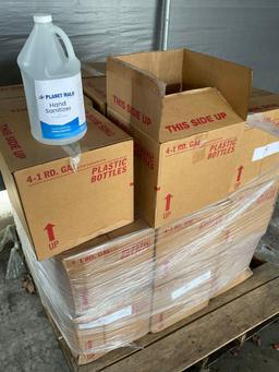 Pallet of Planet Halo hand sanitizer. 25 boxes with 4 bottles of 1 gallon in each box