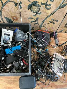 Large lot assorted cables, wires, cell phone items, etc