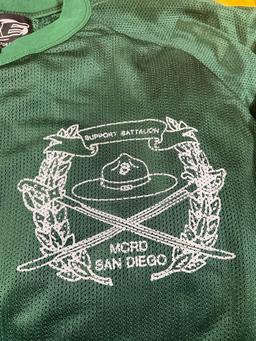 New no tags, XL embroidered "Support Battalion MCRD San Diego , large, 30 green, 12 yellow