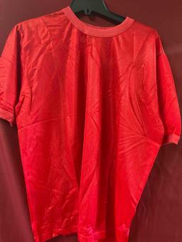 New, individually packed, small, men's, medium, red jersey. 25 pieces