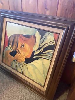 Framed wall art. Signed Robinson painting on canvas. 29" W x 33" H