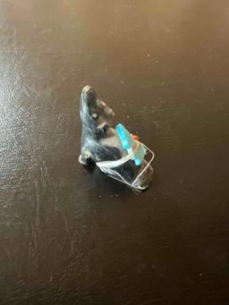 Zuni Fetish Coyote with turquoise eyes. 1.5" T