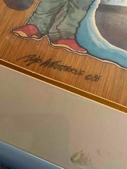 Framed wall art. Signed by Baje Whitehorne. 26.5" W x 21 1/4" H
