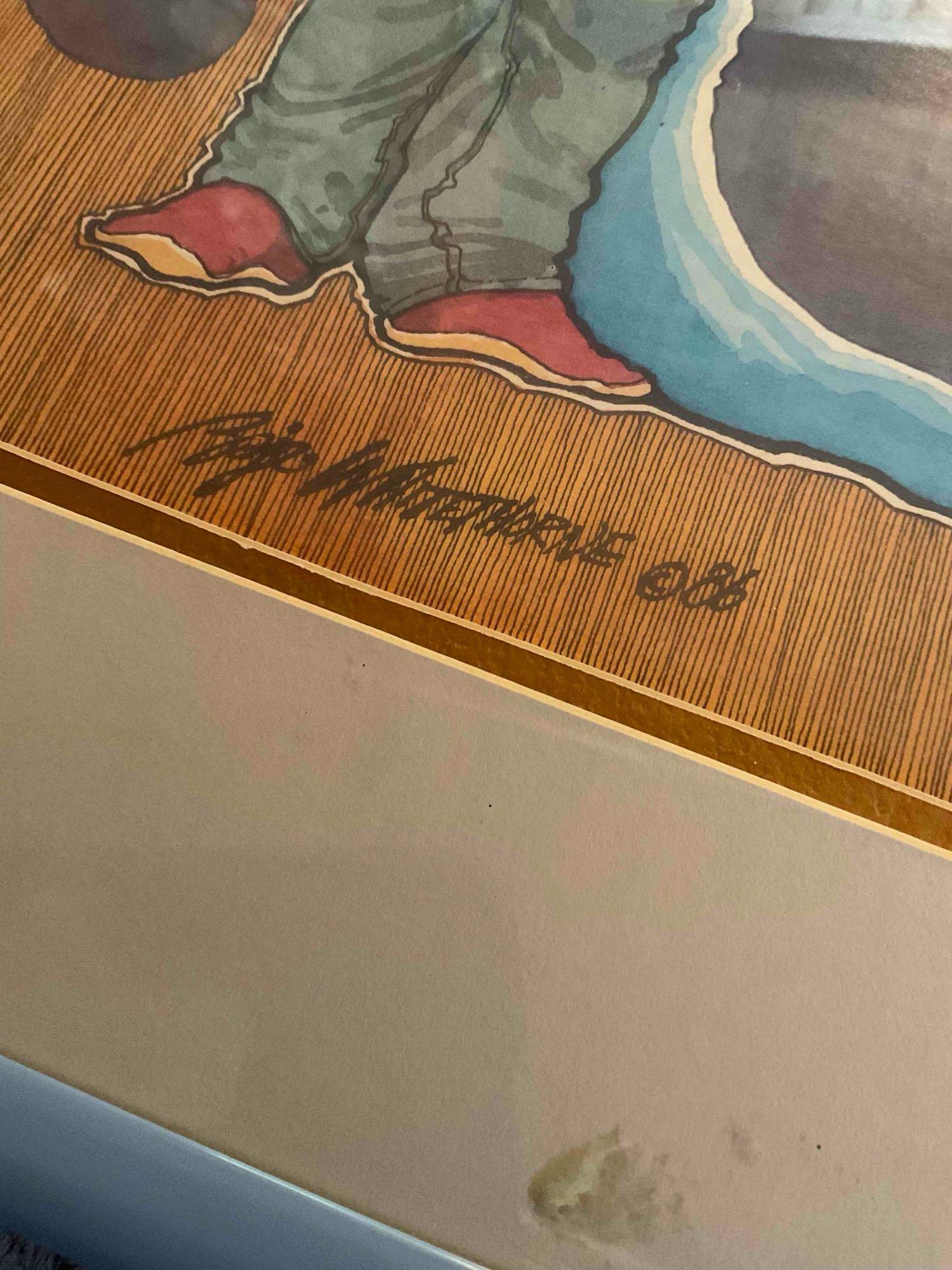 Framed wall art. Signed by Baje Whitehorne. 26.5" W x 21 1/4" H