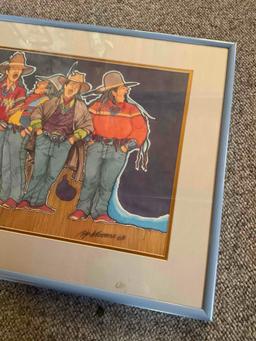 Framed wall art. Signed by Baje Whitehorne. 26.5" W x 21 1/4" H