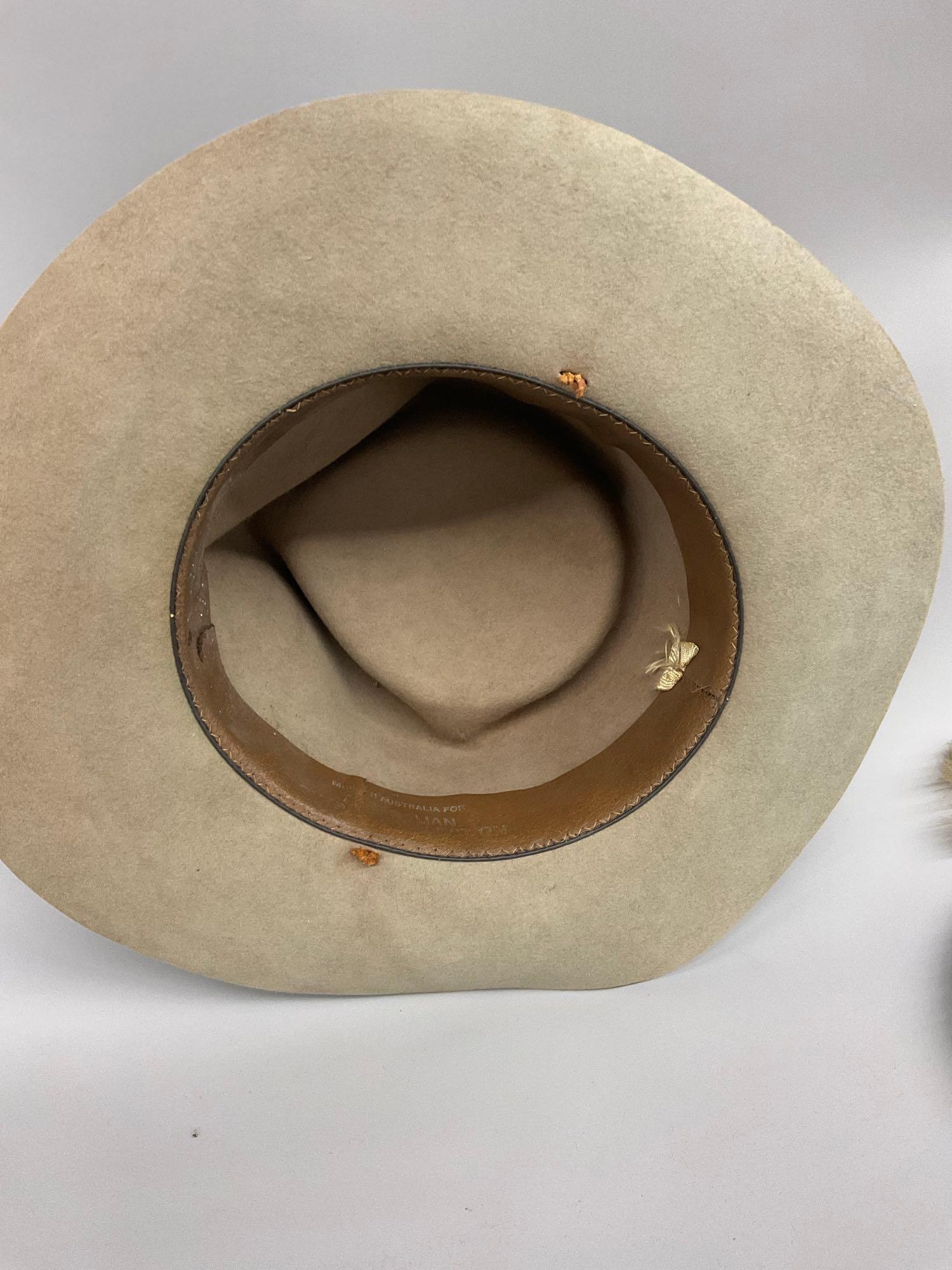 Made in Australia hat ( unknown size) & extra hat band
