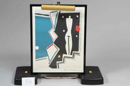 Framed art. Signed Aki Kuroda. 48-3/4" x 43-7/8".