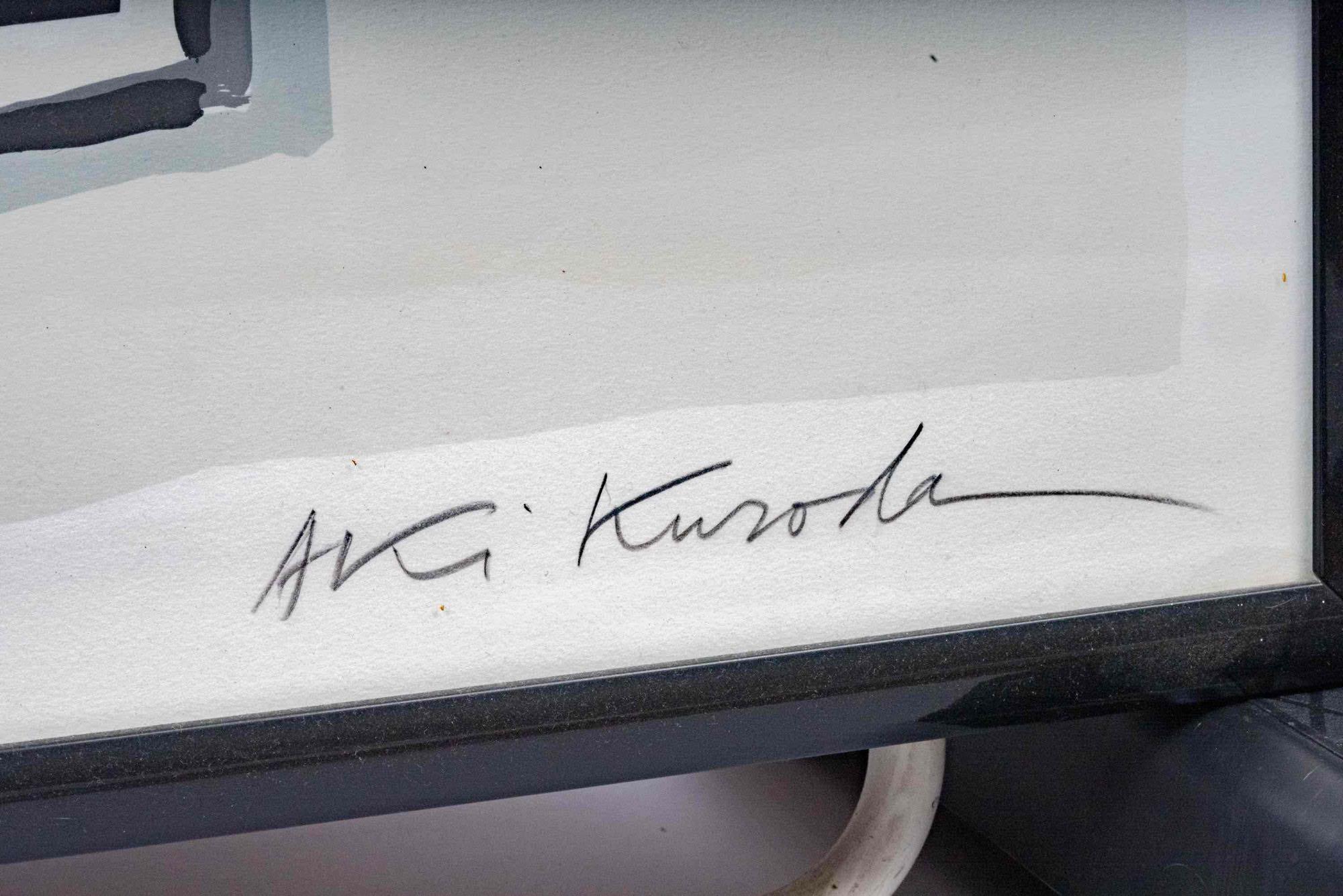 Framed art. Signed Aki Kuroda. 48-3/4" x 43-7/8".