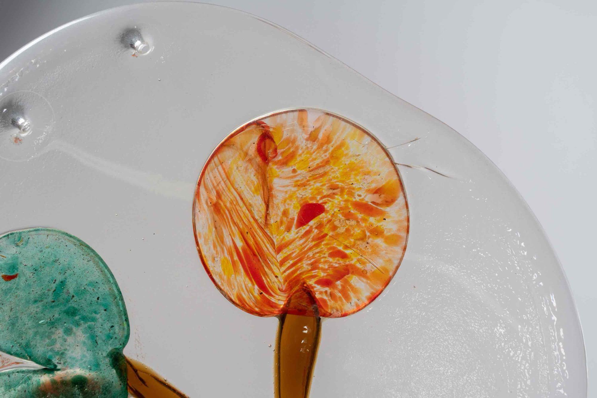 Art work blown glass deco. Each piece signed Oiva Toikka Nuutajarvi. Each piece is 11" T x 10" W