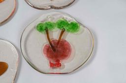 Art work blown glass deco. Each piece signed Oiva Toikka Nuutajarvi. Each piece is 11" T x 10" W
