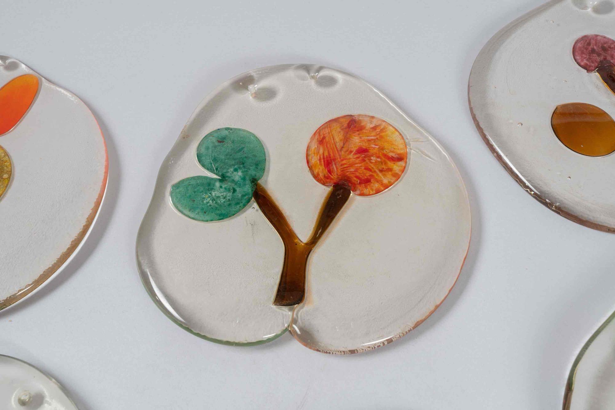 Art work blown glass deco. Each piece signed Oiva Toikka Nuutajarvi. Each piece is 11" T x 10" W