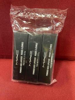 New MAC Powder Kiss lipstick, 923 Stay Curious. 3 lipsticks in package, unknown expiration