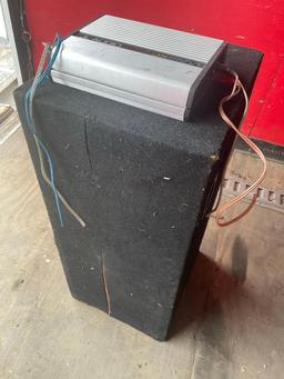 12" dual Sony Xplod subwoofer with JL Audio JX250/1 amplifier. Box 30" x 13" x 14"
