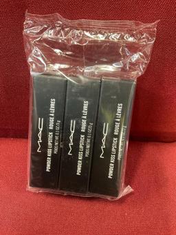 New MAC Powder Kiss lipstick, 923 Stay Curious. 3 lipsticks in package, unknown expiration