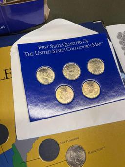 First Quarters Of The United States collectors map. Comes with 11 quarters