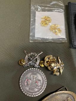 Honda belt buckle, pins, security badge, etc. 9 pieces