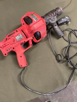 Bauer selfie 1724E-B handheld drain cleaner, turned on