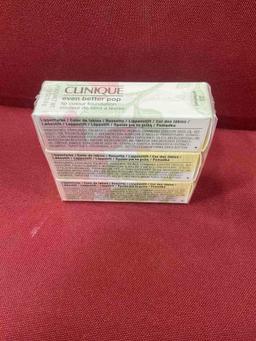 New Clinique lip color foundation, 23 Entwined. 3 lipstick in package, unknown expiration