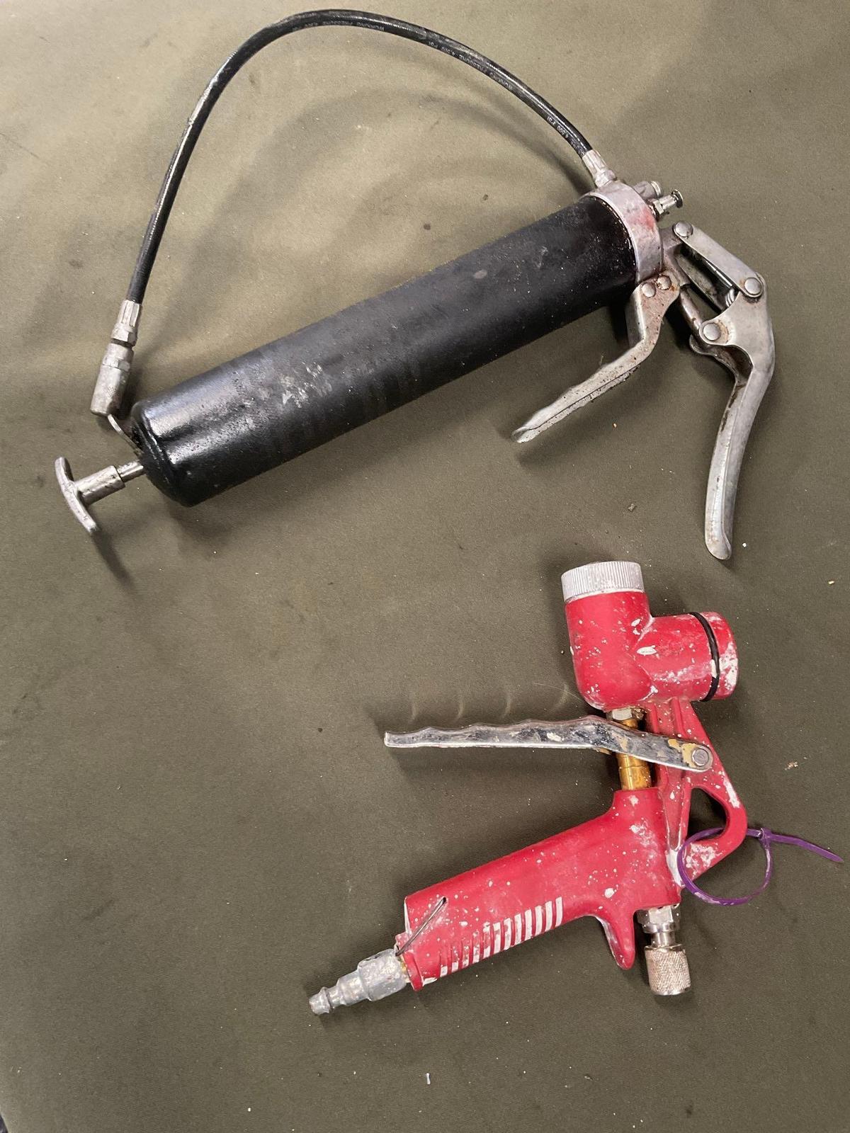 Grease gun and pneumatic paint gun