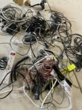 Assorted cables, wires, chargers, adapters, etc. Approximately 30 pieces