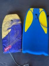 Morey & Wham-O boogie boards, both with straps