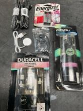 New, cell chargers & battery. 7 pieces
