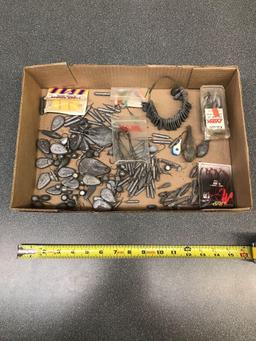 Box lot of different sized sinkers