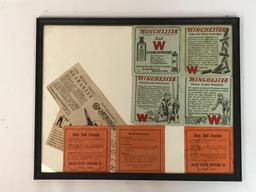 Vintage Winchester framed ammunition advertisements