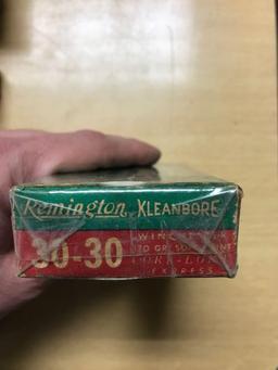 Full box of Remington kleanbore 30?30 Winchester express vintage ammunition
