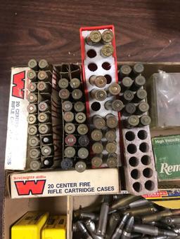 Group of vintage ammunition, casings, and bullets