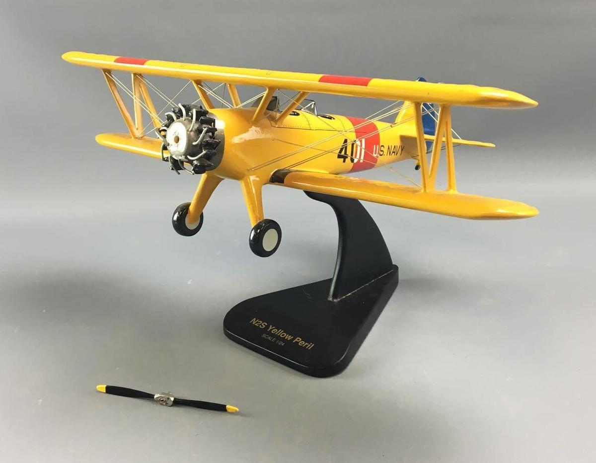 US Navy N2S Yellow Peril Bi-Wing airplane