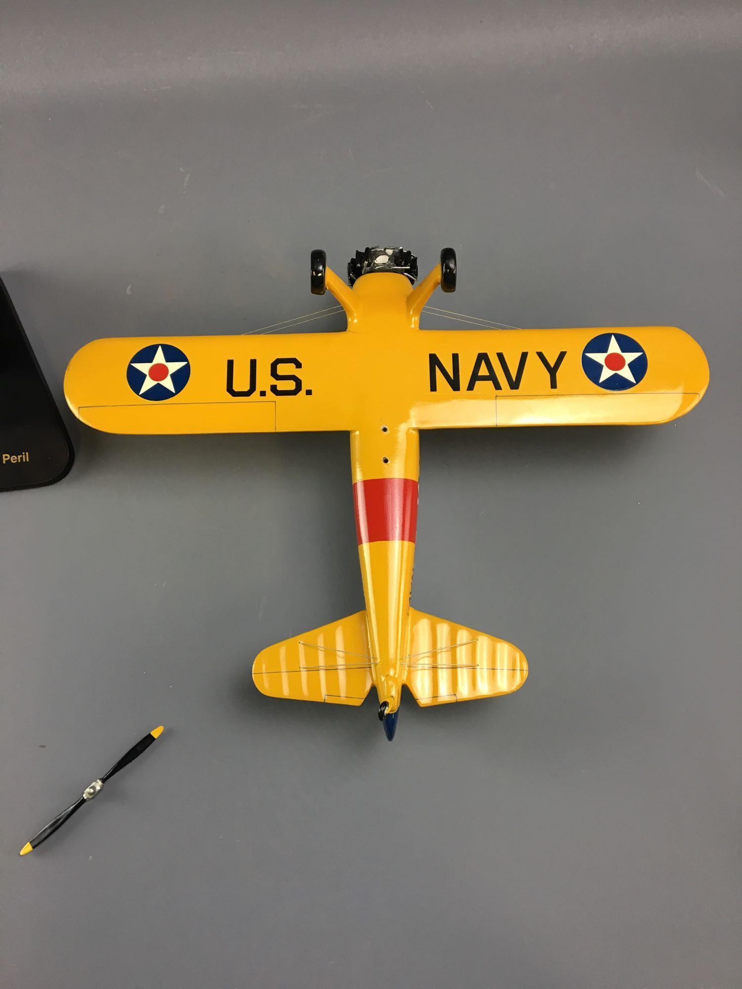 US Navy N2S Yellow Peril Bi-Wing airplane