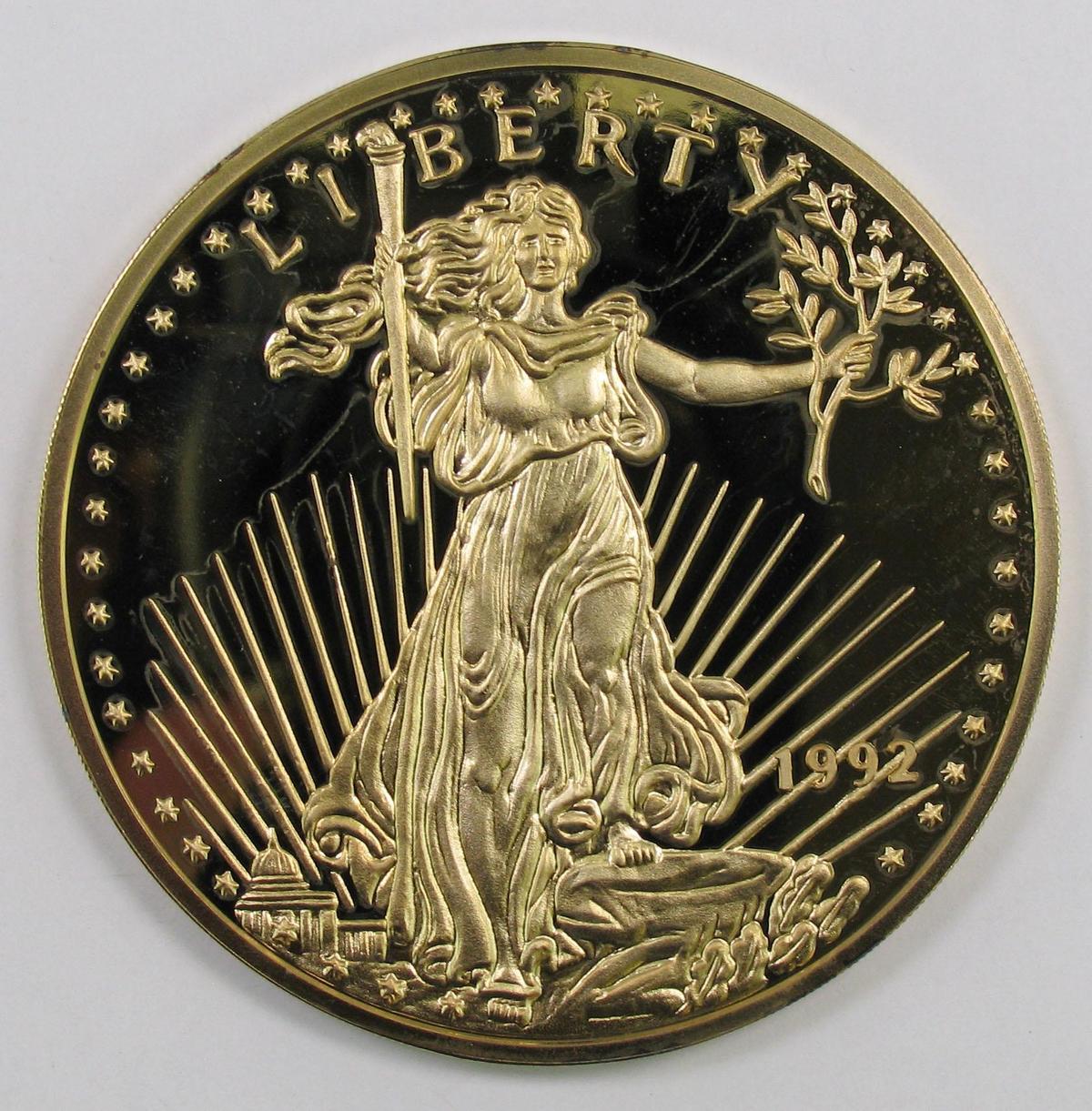 1992 The Washington Mint Saint Gaudens 8oz. Silver Round.