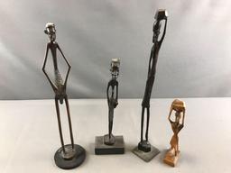 Group of 4 Tall African Art figures Hand crafted